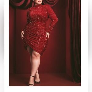 NWT | Eloquii Ruched Sequin Dress